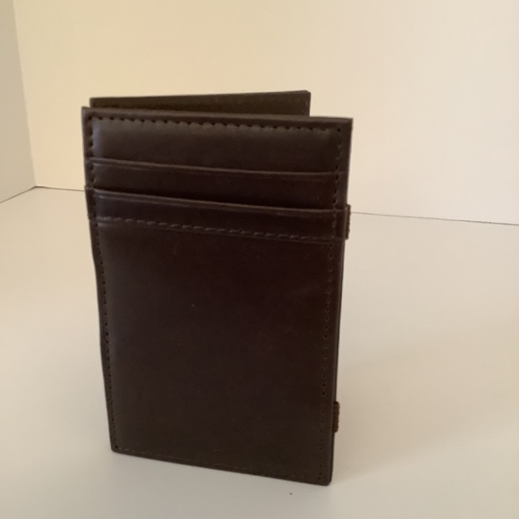 J CREW Brown Leather Inside Out Magic Wallet BiFold 4 Outside Slip Pockets NWT - Picture 2 of 5